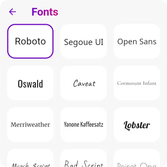 Fonts and text styles customization in Purple Diary