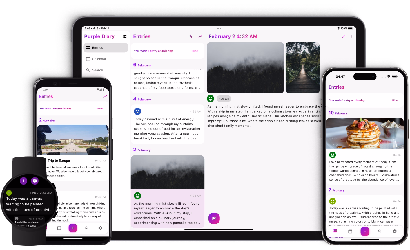 Purple Diary app hero illustration
